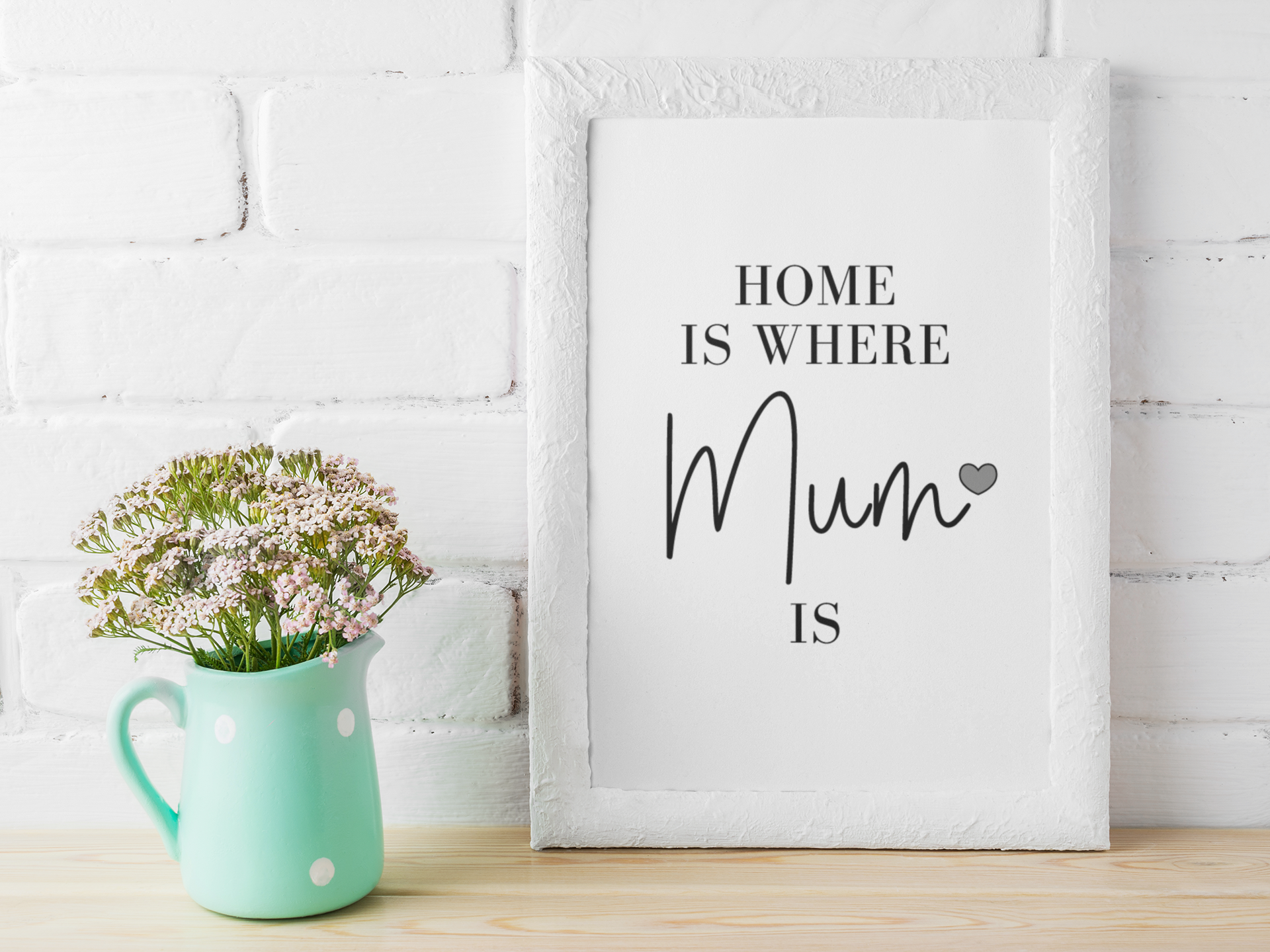 Home Is Where Mum Is Grey Heart Mothers Day Home Simple Room Wall Decor Print-0