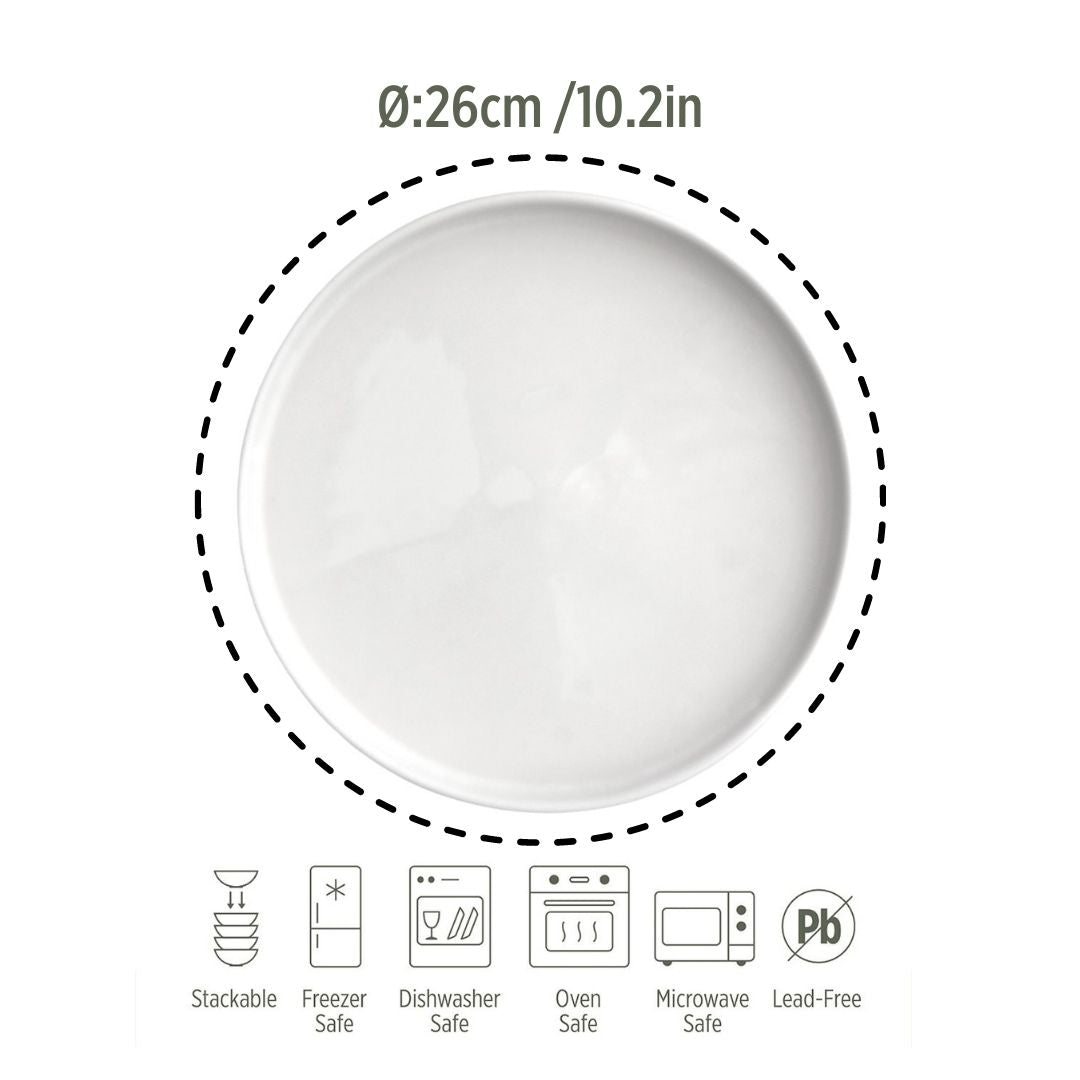 Ceramic Serving Plate&Platter Contemporary White 26cm-1