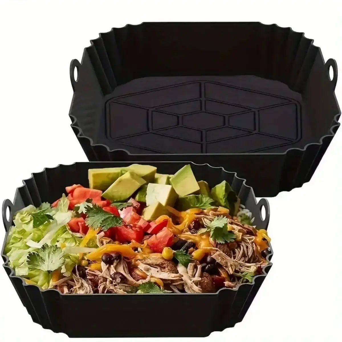 1pc Reusable Silicone Air Fryer Liner—Foldable, Non-stick Baking Mat—Heat Resistant, Kitchen Cooking Accessory