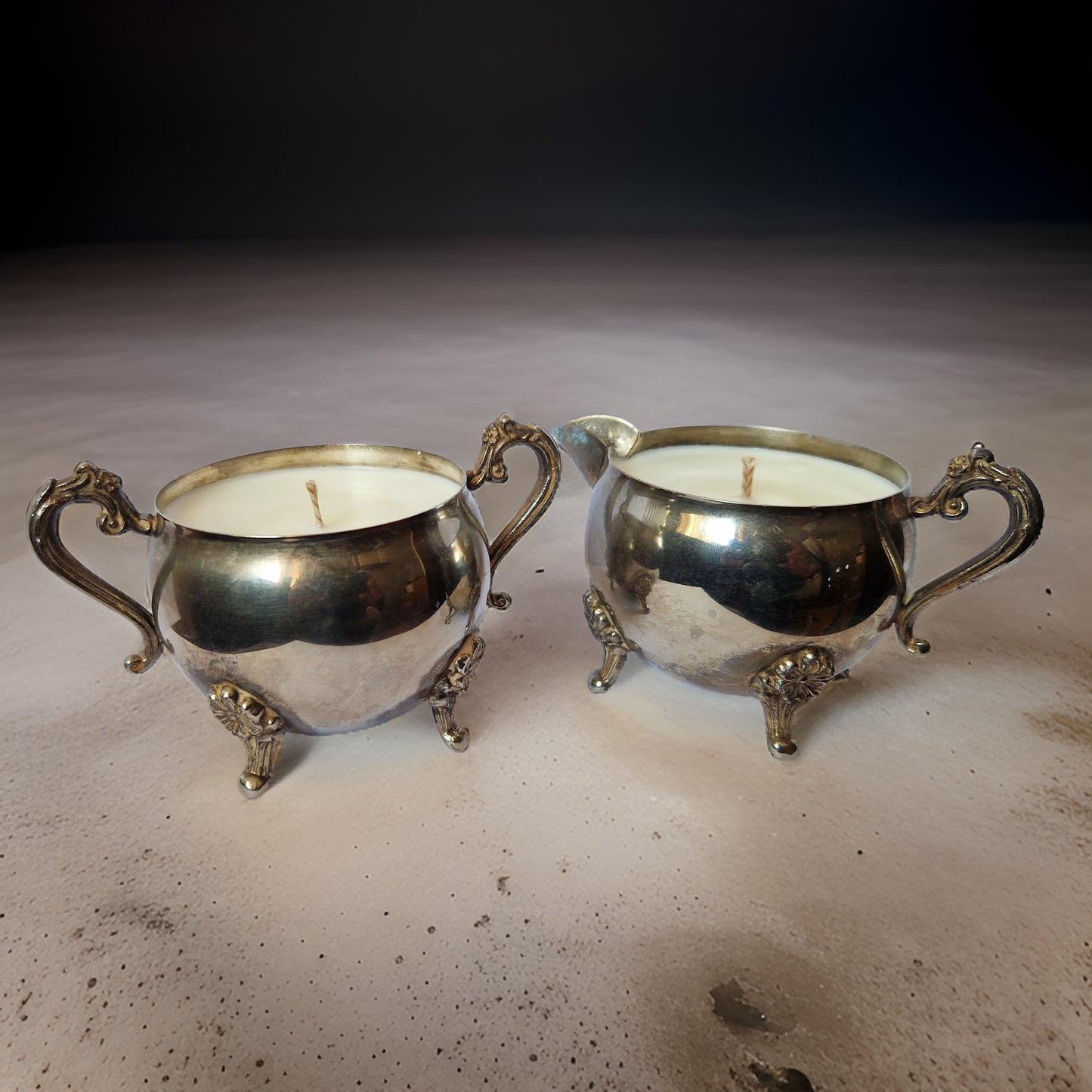 Vintage Sugar & Creamer Bowl Candles-3